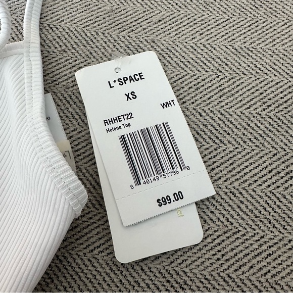 NWT L Space Helena Bikini Top Size Extra Small XS White Ribbed Swim - Picture 5 of 5